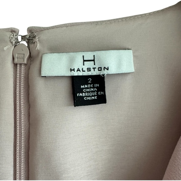 H by HALSTON Primrose Pink Flutter Sleeve Mini Dress | Wrap Surplice Ruffles 2 - Picture 3 of 8